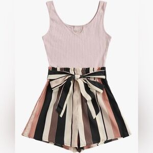 Pink/Black Stripe Romper